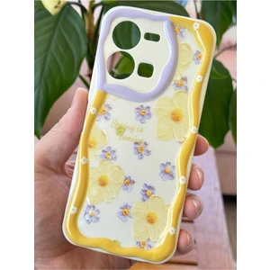 Vivo Y35 Kılıf Tasarımlı Desenli Kamera Korumalı Papatya Çiçek Renkli Silikon Kapak