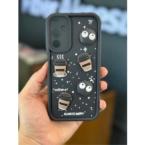 Samsung Galaxy S21 Fe Kılıf Tasarımlı Desenli Kamera Korumalı Coffee Kurabiye Siyah Yumuşak Silikon Kapak