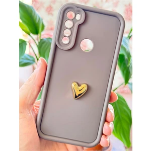 Xiaomi Redmi Note 8 Kılıf 3D Kalp Tasarımlı Kahverengi Desenli Yumuşak Kamera Korumalı Silikon Kapak