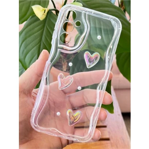 Samsung Galaxy M34 Kılıf 3D Kalpli Inci Tasarımlı Desenli Kamera Korumalı Şeffaf Silikon Kapak