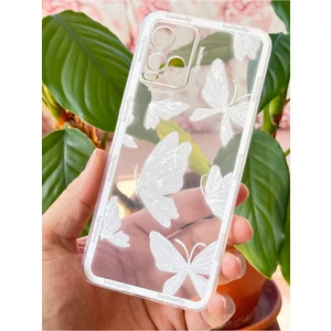 Vivo Y21 - Y21S Kılıf Şeffaf Kelebek Tasarımlı Desenli Kamera Korumalı Yumuşak Silikon Kapak