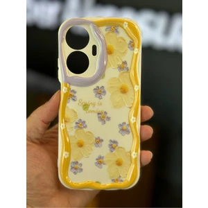 Realme C55 Uyumlu Kılıf Tasarımlı Desenli Kamera Korumalı Papatya Çiçek Renkli Silikon Kapak