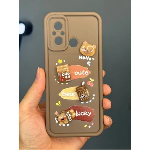 Xiaomi Redmi 12C Uyumlu Kılıf Tasarımlı Desenli Kamera Korumalı Ayıcık Kahve Renkli Yumuşak Silikon Kapak