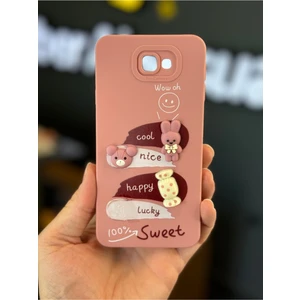 Samsung Galaxy J7 Prime Uyumlu Kılıf Tasarımlı Desenli Kamera Korumalı Tavşan Pembe Yumuşak Silikon Kapak