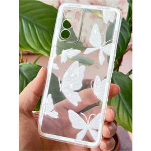 Oppo A16 Kılıf Şeffaf Kelebek Tasarımlı Desenli Kamera Korumalı Yumuşak Silikon Kapak