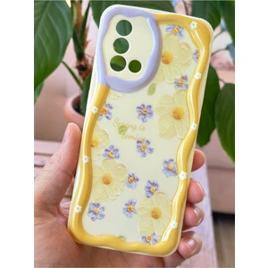 Oppo A74 Kılıf Tasarımlı Desenli Kamera Korumalı Papatya Çiçek Renkli Silikon Kapak