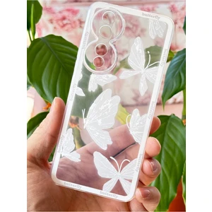 Honor 90 Uyumlu Kılıf Tasarımlı Desenli Kamera Korumalı Şeffaf Kelebek Esnek Yumuşak Silikon Kapak