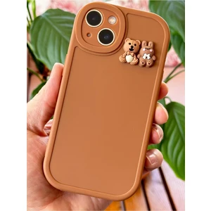 Apple iPhone 14/13 Uyumlu Kılıf Tasarımlı Desenli Kamera Korumalı Ayıcık ve Tavşan Yumuşak Silikon Kapak