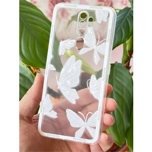Oppo A5 - A9 2020 Kılıf Şeffaf Kelebek Tasarımlı Desenli Kamera Korumalı Yumuşak Silikon Kapak