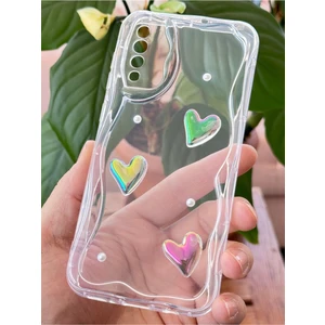 Samsung Galaxy A50-A30S Kılıf 3D Kalpli Inci Tasarımlı Desenli Kamera Korumalı Şeffaf Silikon Kapak