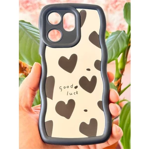 Xiaomi Redmi 13C Uyumlu Kılıf Aynalı Kalp Desenli Yumuşak Kenarlı Kamera Korumalı Silikon Kapak