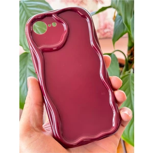 Apple iPhone 16E Uyumlu Kılıf Kamera Korumalı Dalga Kenarlı Darbe Emici Bordo Silikon Kapak