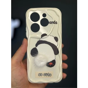 Tecno Spark 10 Pro Uyumlu Kılıf Tasarımlı Desenli Kamera Korumalı Panda Beyaz Püsküllü Silikon Kapak