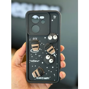 Xiaomi Mi 13T/13T Pro Kılıf Tasarımlı Desenli Kamera Korumalı Coffee Kurabiye Siyah Yumuşak Silikon Kapak
