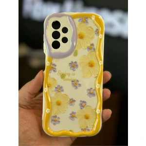 Samsung Galaxy A13 Uyumlu Kılıf Tasarımlı Desenli Kamera Korumalı Papatya Çiçek Renkli Silikon Kapak