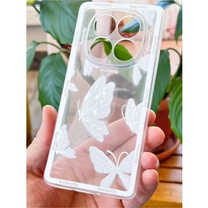 Xiaomi Redmi Note 14 Pro 4g Kılıf Tasarımlı Kelebek Desenli Kamera Korumalı Şeffaf Yumuşak Silikon Kapak