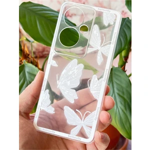 Oppo Reno 11F Kılıf Şeffaf Kelebek Tasarımlı Desenli Kamera Korumalı Yumuşak Silikon Kapak