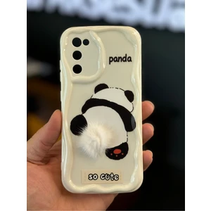 Samsung Galaxy S20 Fe Uyumlu Kılıf Tasarımlı Desenli Kamera Korumalı Panda Beyaz Püsküllü Silikon Kapak