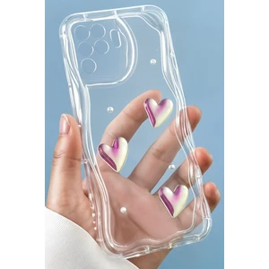 Oppo Reno 5 Lite Kılıf 3D Kalpli Inci Tasarımlı Desenli Kamera Korumalı Şeffaf Silikon Kapak