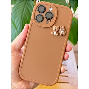 Apple iPhone 15 Pro Max Kılıf Tasarımlı Desenli Kamera Korumalı Ayıcık ve Tavşan Yumuşak Silikon Kapak