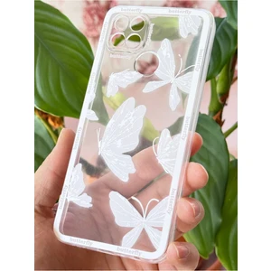 Oppo A15 - A15S Kılıf Şeffaf Kelebek Tasarımlı Desenli Kamera Korumalı Yumuşak Silikon Kapak