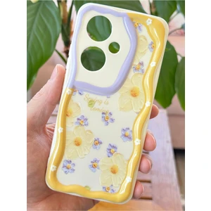 Oppo Reno 11F Kılıf Tasarımlı Desenli Kamera Korumalı Papatya Çiçek Renkli Silikon Kapak