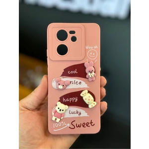 Xiaomi Mi 13T/13T Pro Uyumlu Kılıf Tasarımlı Desenli Kamera Korumalı Tavşan Pembe Yumuşak Silikon Kapak