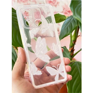 Xiaomi Redmi 12C Uyumlu Kılıf Tasarımlı Desenli Kamera Korumalı Şeffaf Kelebek Esnek Yumuşak Silikon Kapak