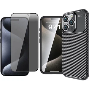 Apple iPhone 13 Pro Max Kılıf Vendas Negro Silikon Kapak + Hayalet Ekran Koruyucu