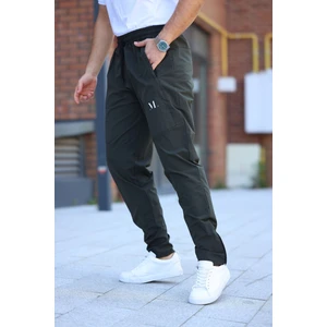 Erkek Haki Baggy Eşofman Altı Fermuarlı Paça Kaliteli Paraşüt Kumaş