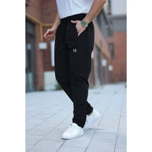 Erkek Siyah Baggy Eşofman Altı Fermuarlı Paça Kaliteli Paraşüt Kumaş