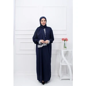 Tek Parça Başörtülü Dantelli Kadın Namaz Elbisesi