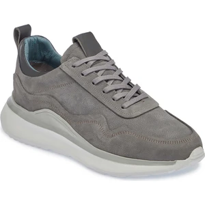 Gri Hakiki Nubuk Deri Erkek Sneaker - E24I1AY56912-A40