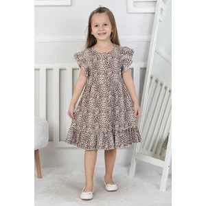 Leopar Desenli Kız Çocuk Elbise
