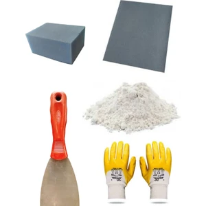 Duvar Tamir Seti 2 kg Sıva Alçısı, Alçı,spatula,zımpara,sıva Süngeri,eldiven 5 Parça Set