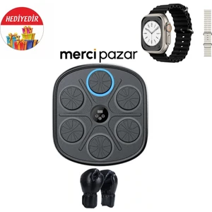 Mercitech Boks Standı Yumruk Sayan Boks Makinesi Rgb Müzikli Genç Yetişkin Eldiven ve Saat Hediyeli(BÜYÜK BOY)