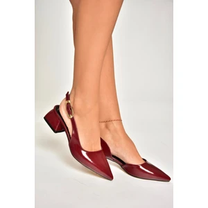 U998212408 Bordo Rugan Alçak Topuklu Kadın Ayakkabı