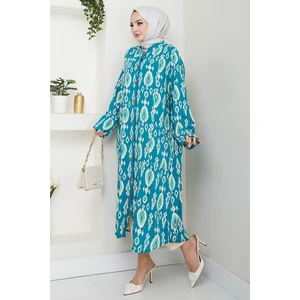 Desenli Dokuma Viskon Tunik 1516 - Mint