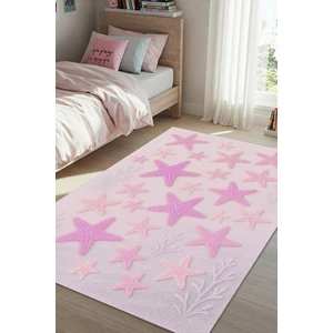 The Reef Design Pembe Deniz Yıldızı Desenli Halı Dijital Baskılı Kaymaz Tabanlı Yıkanabilir Çocuk/bebek Halısı