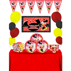 Minnie Mouse Afişli 24 Kişilik Doğum Günü Parti Malzemeleri Seti