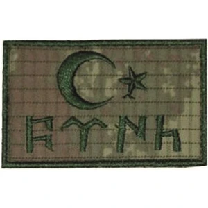 Single Sword Göktürkçe TÜRK Yazılı  Ay Yıldız Nakış Patch - Cırtlı Peç - TSK