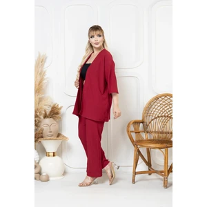 Şık - Kimono Hırkalı Bürümcük Takım Oversize Düşük Kol