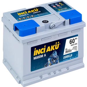2025  Üretim Inci Akü 12V 60 Ah (Alçak) Otomobil ve Hafif Ticari Maxım A Gorılla