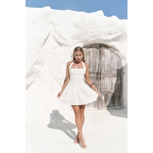 Penny Bağlamalı Ekru Mini Elbise