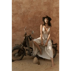 Asman Boncuk Detay Bej Elbise