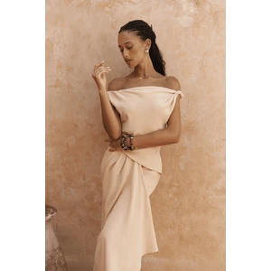 Zimbabue Uzun Sarı Keten Elbise