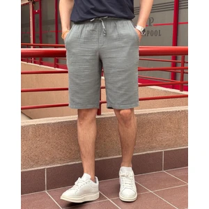 Erkek, Bel Lastikli, Regular Fit, Müslin Dokuma, %100 Pamuk, Yazlık Şort-Bermuda 303