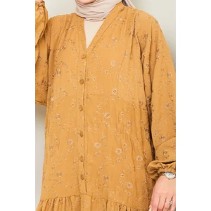 Cense Yarım Düğmeli Elbise 1496 - Vizon