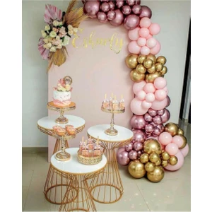 Papatya Party Krom Rose Gold Balon Seti