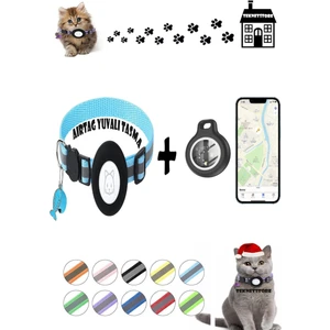 Takip Cihazı ve Airtag Yuvalı Kedi Tasması 2'li Set Ios Uyumlu Boyun Tasması GPS